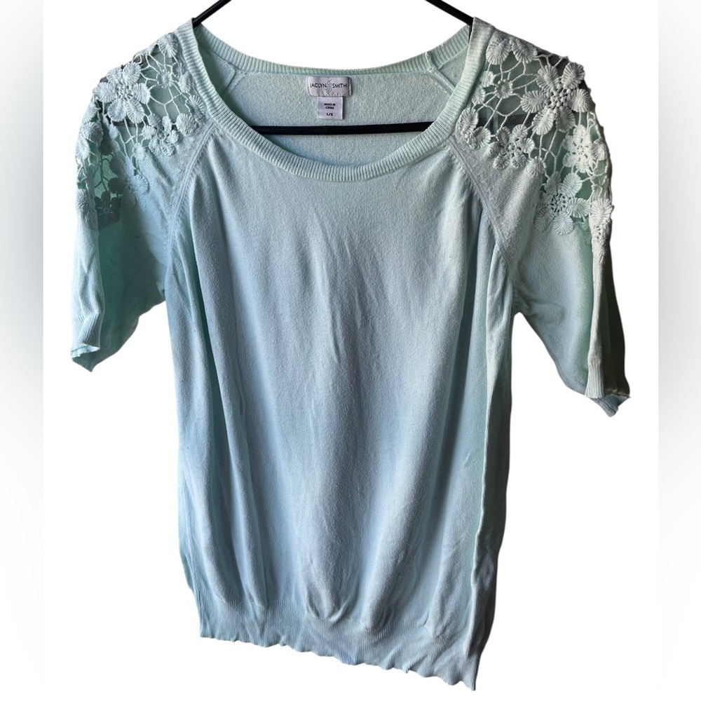 Jaclyn Smith Light Blue Short Sleeve Blouse Large